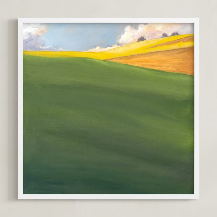 "September Hill" - Art Print in Rich Green by Stephanie Goos Johnson - Framed