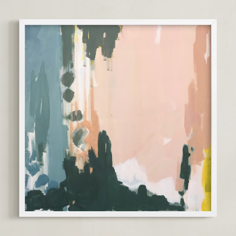 "Spring Print" - Art Print in Peach by Kara Schlabaugh - Framed