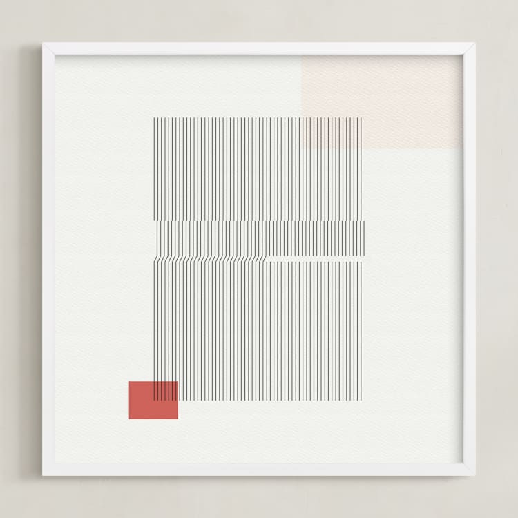 "Folded Lines" - Art Print in White by Jennifer Morehead - Framed