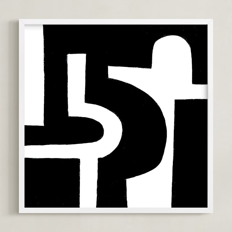 "Bold Pathways" - Art Print in Black on White by Ilana Greenberg - Framed