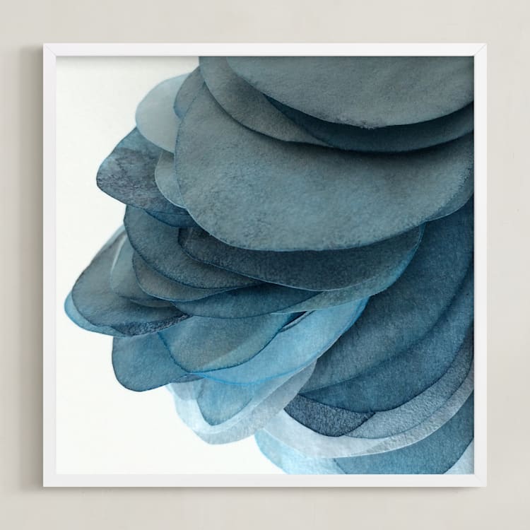 "Sky Pebbles 5" - Art Print in Sea blue by Jenny Phillips - Framed
