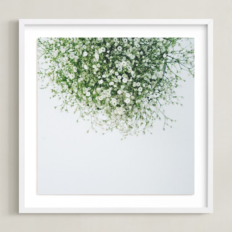 "Gypsophila" - Art Print in emerald green by Marabou Design - Framed