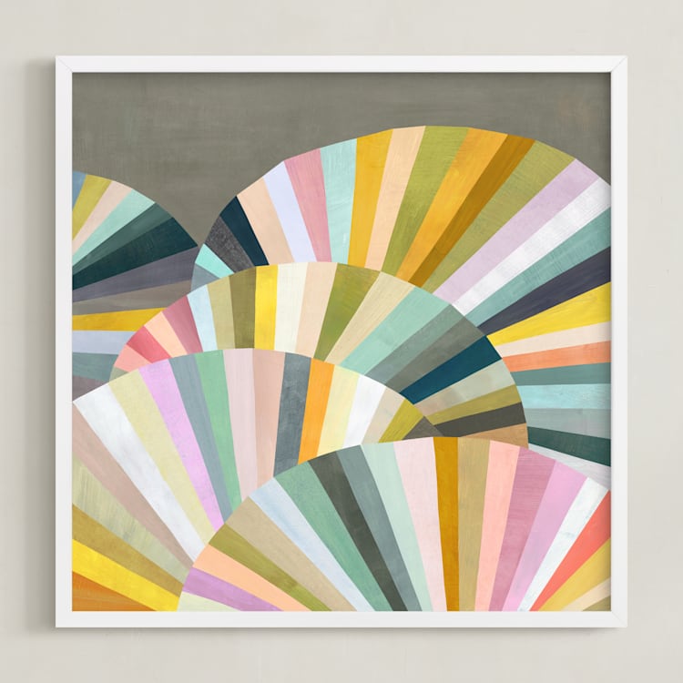"Fan Out" - Art Print in White by melanie mikecz - Framed