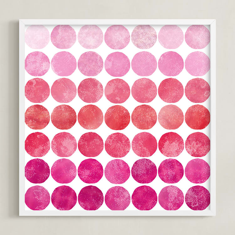 "Circles" - Art Print in Pinks by Christine Copeland - Framed