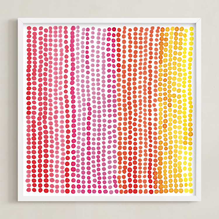 "Rainbow Dots 1" - Art Print in Cherry by Kerry Doyle - Framed