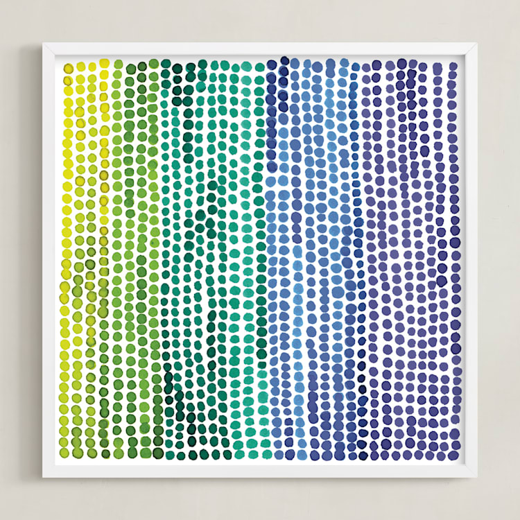 "Rainbow Dots 2" - Art Print in Sky by Kerry Doyle - Framed