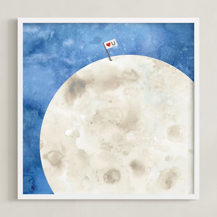 "Moon And Back" - Art Print in Midnight by Lindsay Megahed - Framed