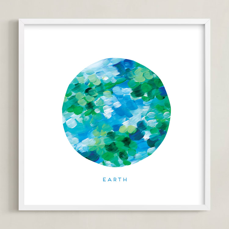 "Painted Earth" - Art Print in Ocean by Holly Whitcomb - Framed