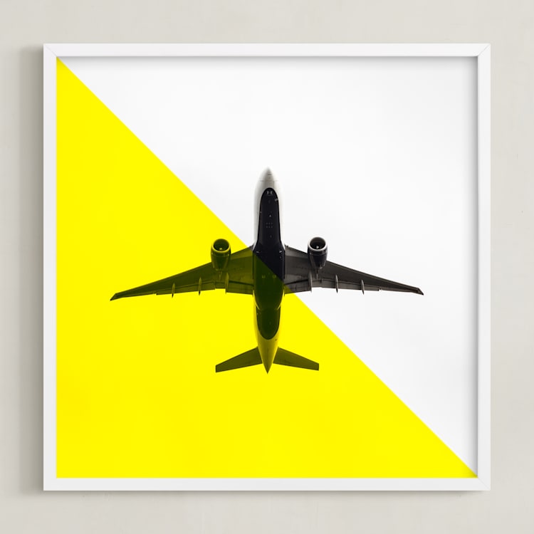 "Flyby" - Art Print in Yellow by Heather Deffense - Framed