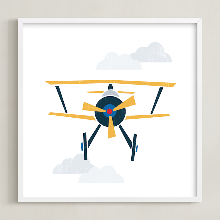"Stacked Plane" - Art Print in Sun by Jennifer Morehead - Framed