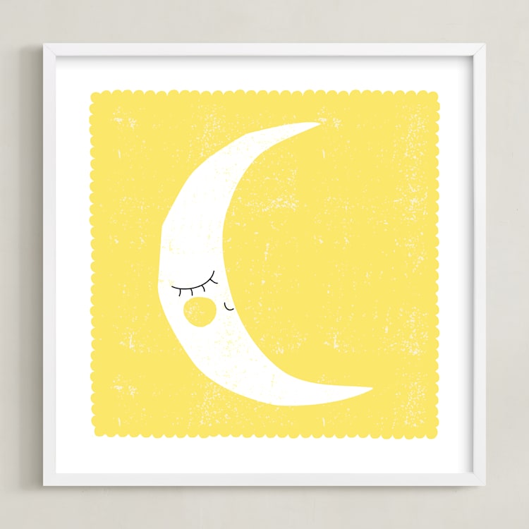 "Sleepy Moon" - Art Print in Lunar by Angela Thompson - Framed