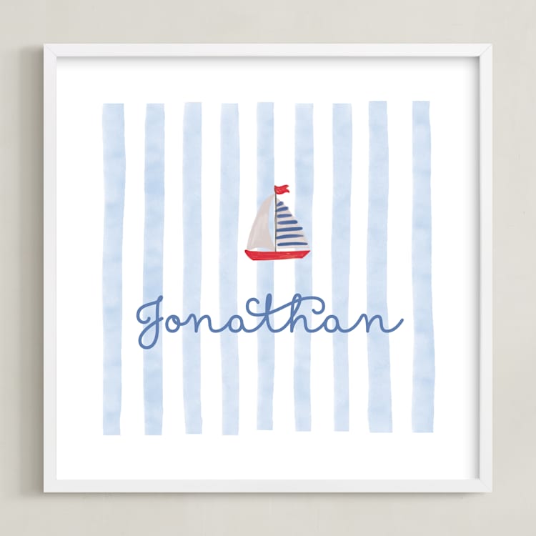 "Beach Club" - Personalized Art Print in Ocean by Creo Study - Framed