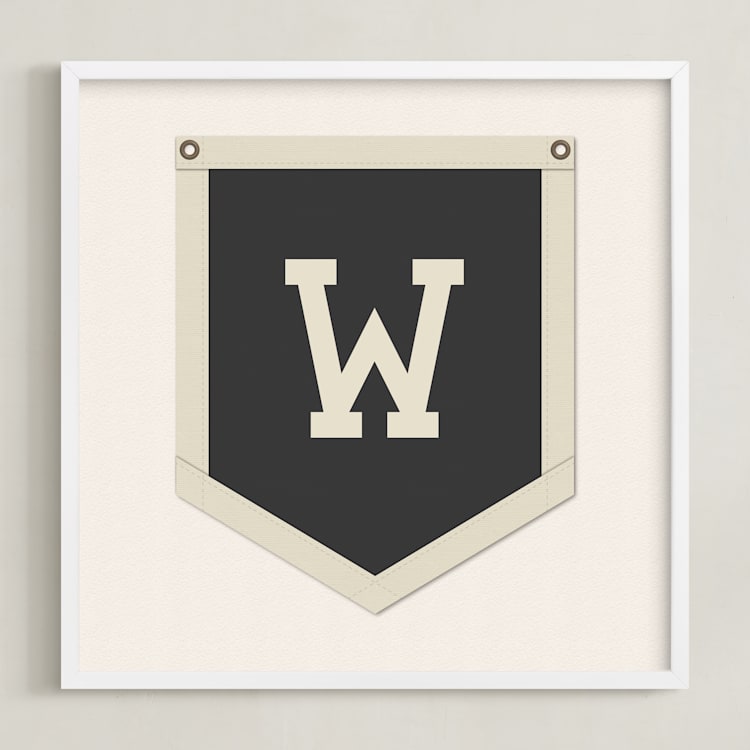 "Initial Banner" - Personalized Art Print in Noir by taylorVdesign - Framed