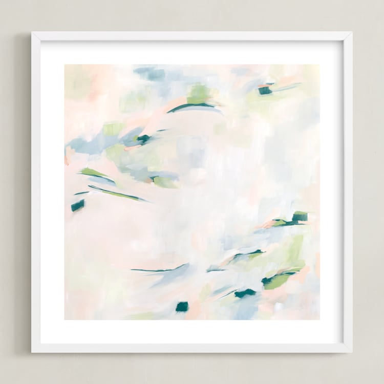 "Easy Peasy Lemon Squeezy" - Art Print in Smoky Blue by Michelle Boyd - Framed