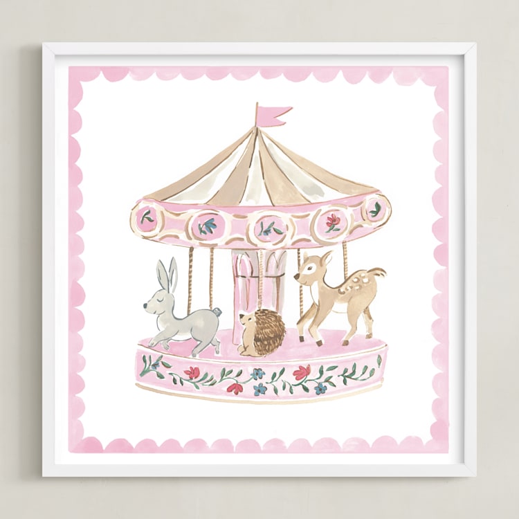 "Floral Woodland 1" - Art Print in Pink by Teju Reval - Framed