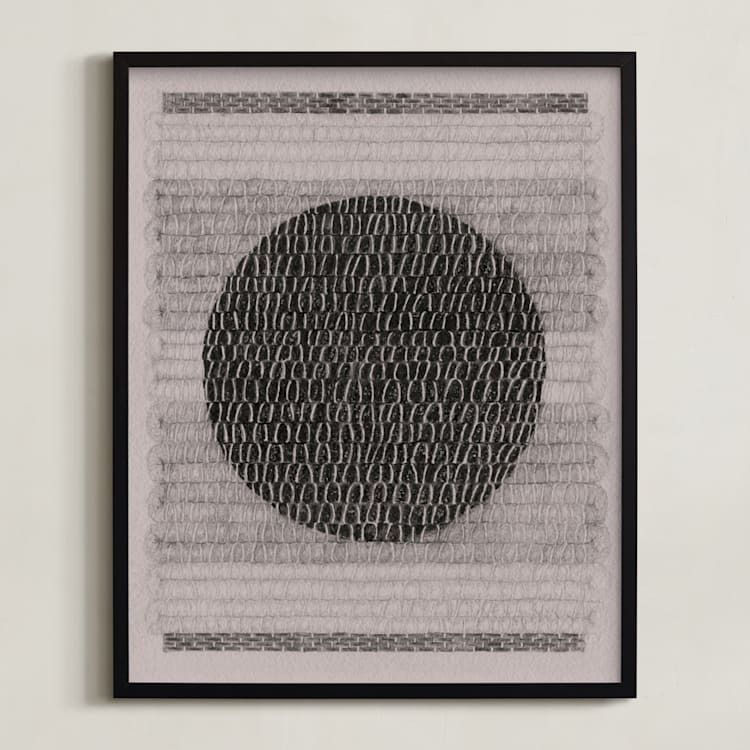 "Woolen Weaving 2" - Art Print in Gray Wool by Janie Allen - Framed