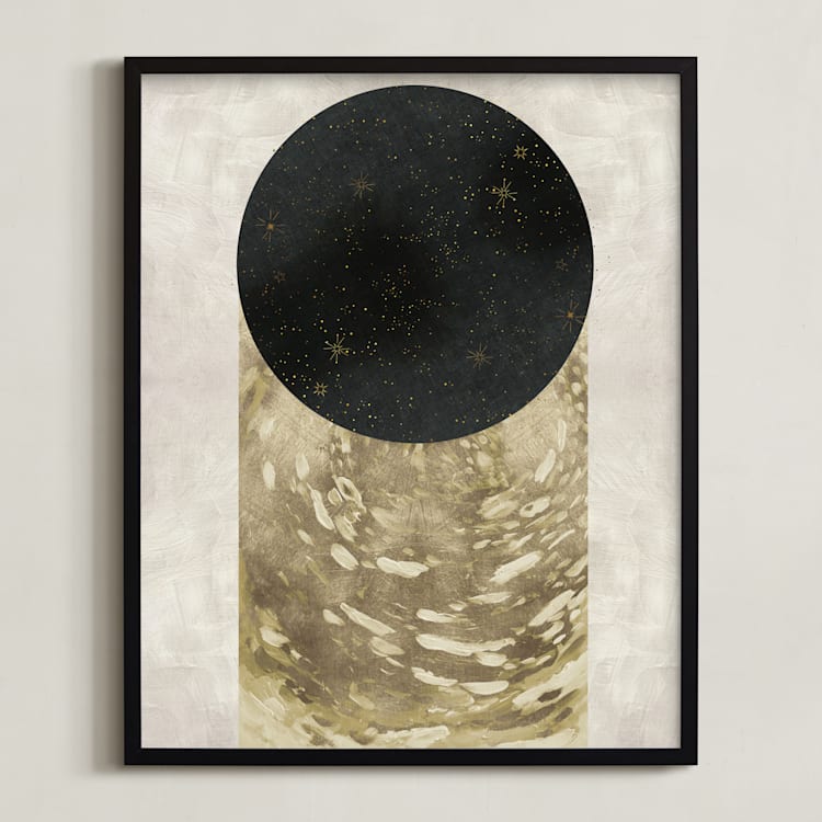 "Peep Hole" - Art Print in Antique Gold by Faiza Khan - Framed