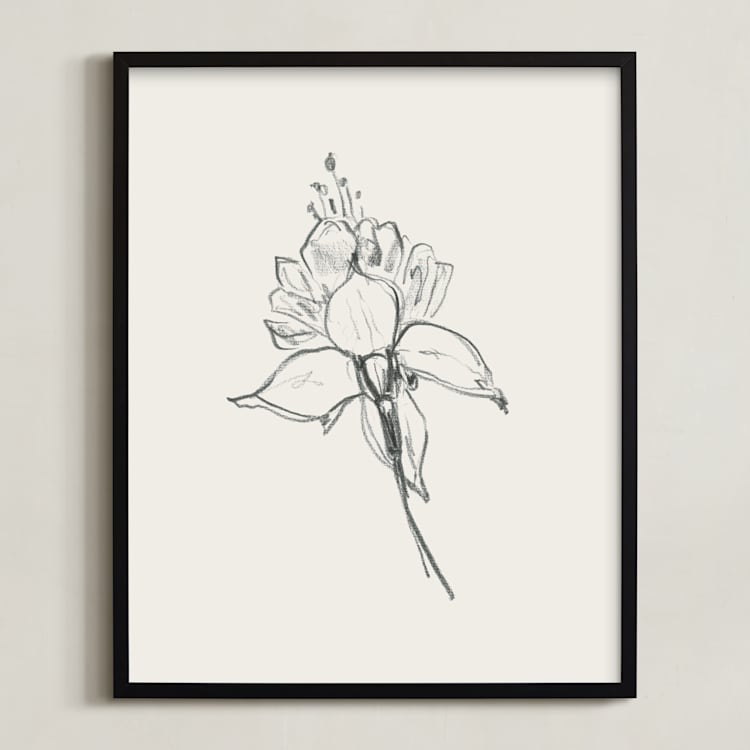 "Fuchsia 2 of 2 Diptych" - Art Print in off white / black by Miranda Mol - Framed