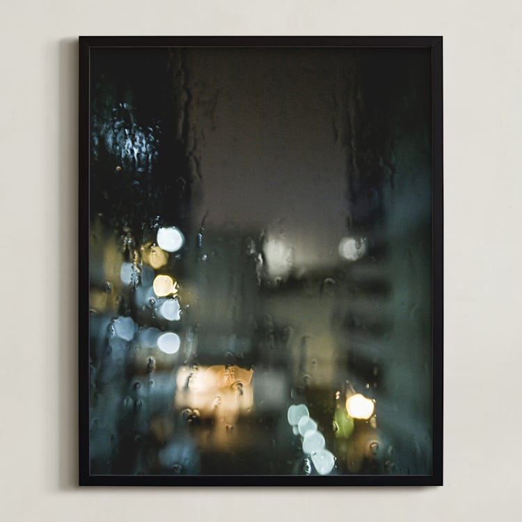 "Drippy Window" - Art Print in Stormy Night by Shannon Paras - Framed