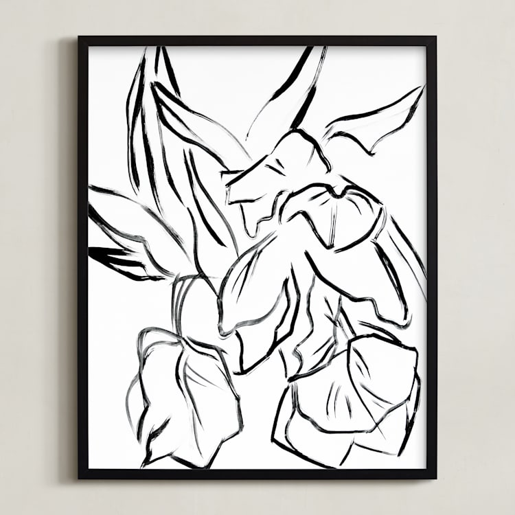 "Parrot Tulips" - Art Print in Black by Lynne Millar - Framed