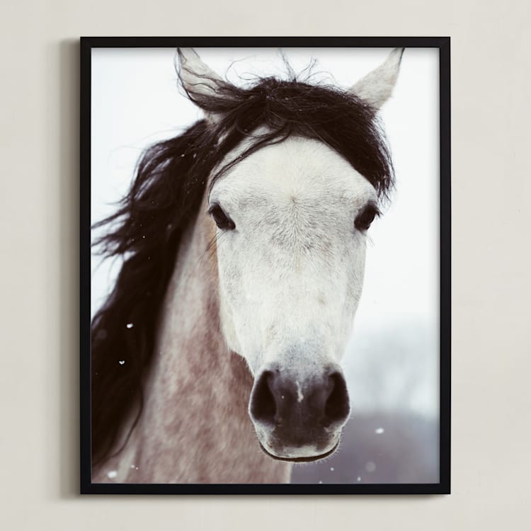 "Winter Horse" - Art Print in white by ALICIA BOCK - Framed