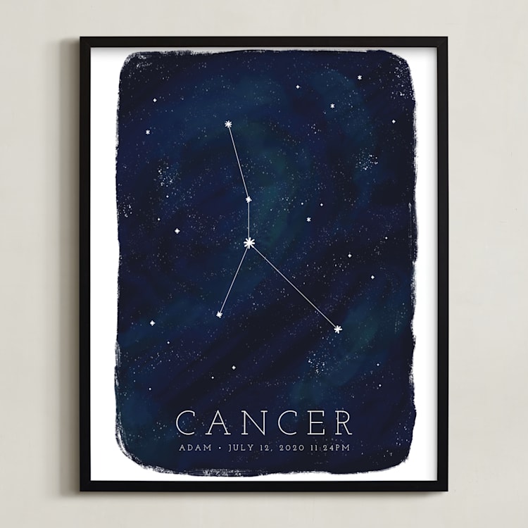 "Zodiac Constellation Cancer" - Personalized Art Print in Galaxy by Ashley Presutti Beasley - Framed