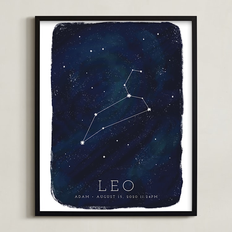 "Zodiac Constellation Leo" - Personalized Art Print in Galaxy by Ashley Presutti Beasley - Framed