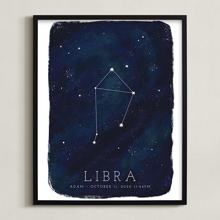 "Zodiac Constellation Libra" - Personalized Art Print in Galaxy by Ashley Presutti Beasley - Framed