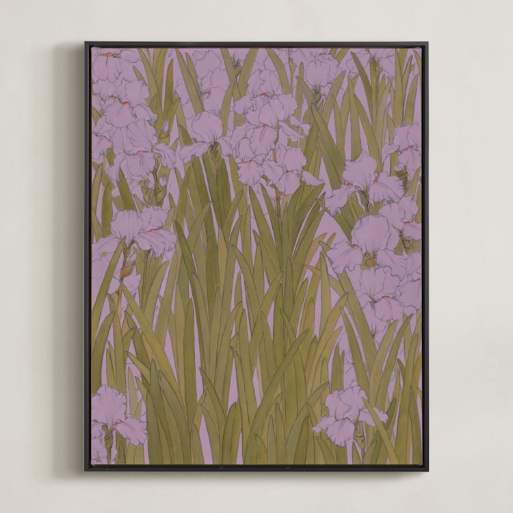 "Iris Garden" - Art Print in Dusty Lavender by Britt Friesell - Framed Canvas