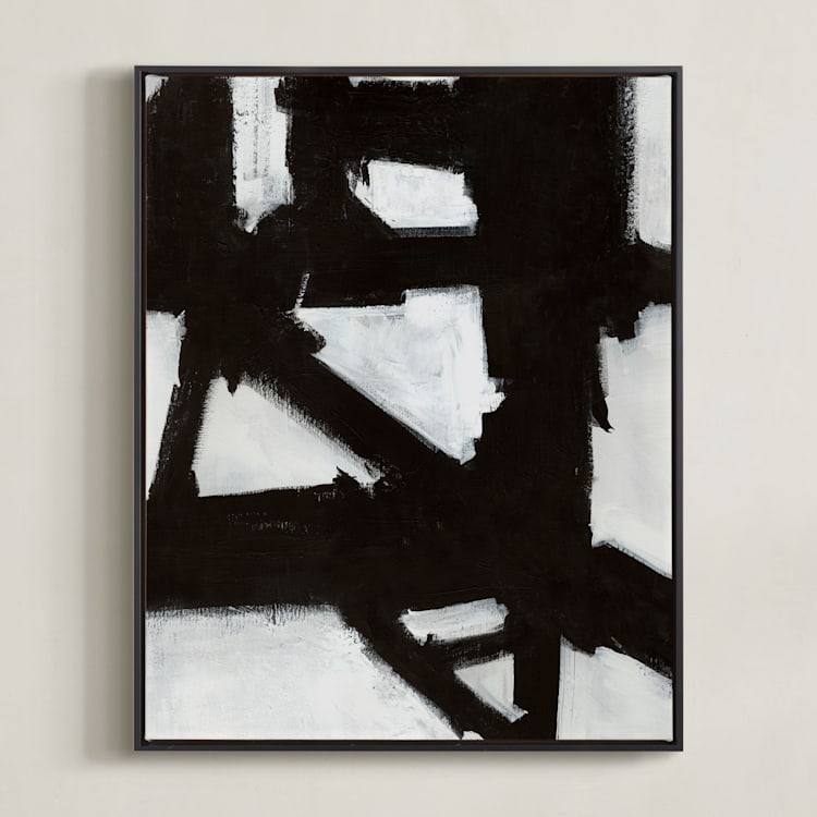 "Boxes in Boxes 2" - Art Print in Black and White by Ilana Greenberg - Framed Canvas