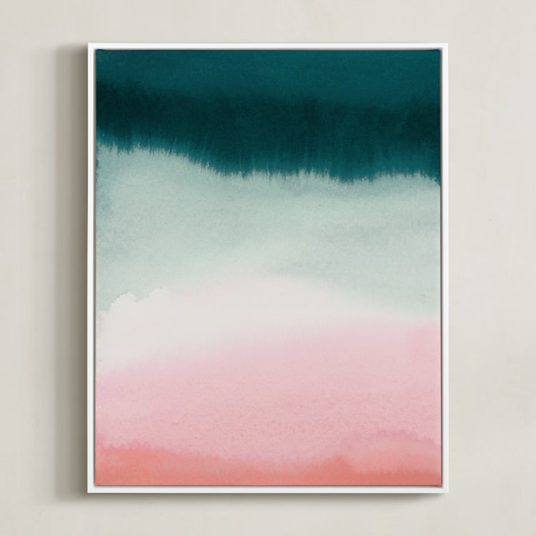 "Pink Tide" - Art Print in Pink sand by A Real Peach Studio - Framed Canvas