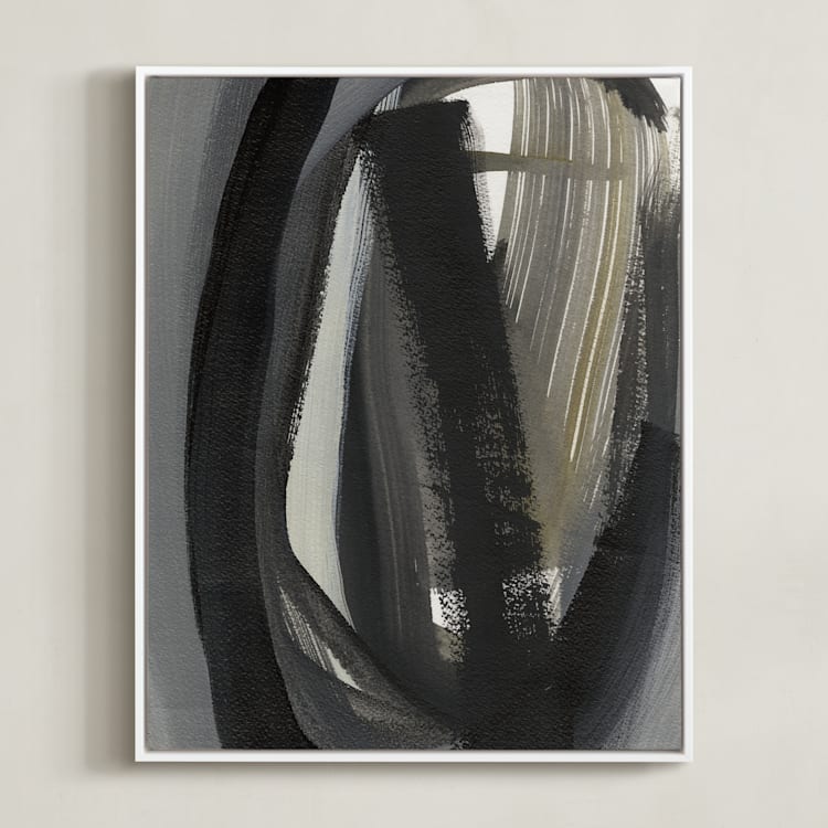 "Olive" - Art Print in Grey by Angela Simeone - Framed Canvas