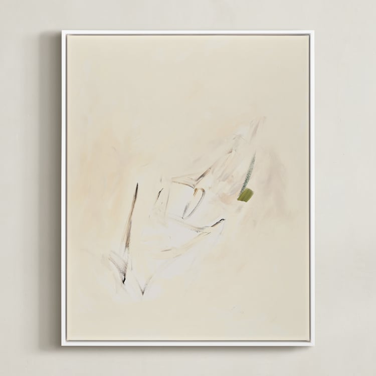 "Spring Abstract Diptych II" - Art Print in Cream by Caryn Owen - Framed Canvas