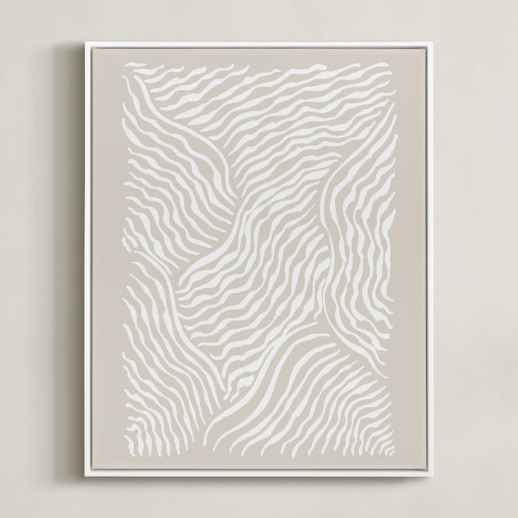 "Watery Patchwork" - Art Print in Coastal Drift by Jayne Alfieri - Framed Canvas