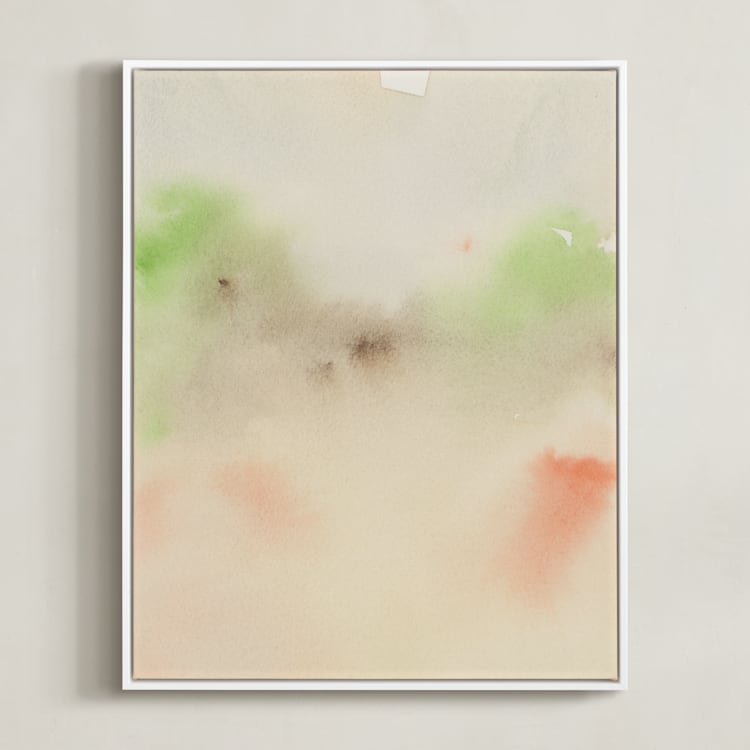 "A Secret Garden II" - Art Print in Beige by M Gloria Hunter - Framed Canvas