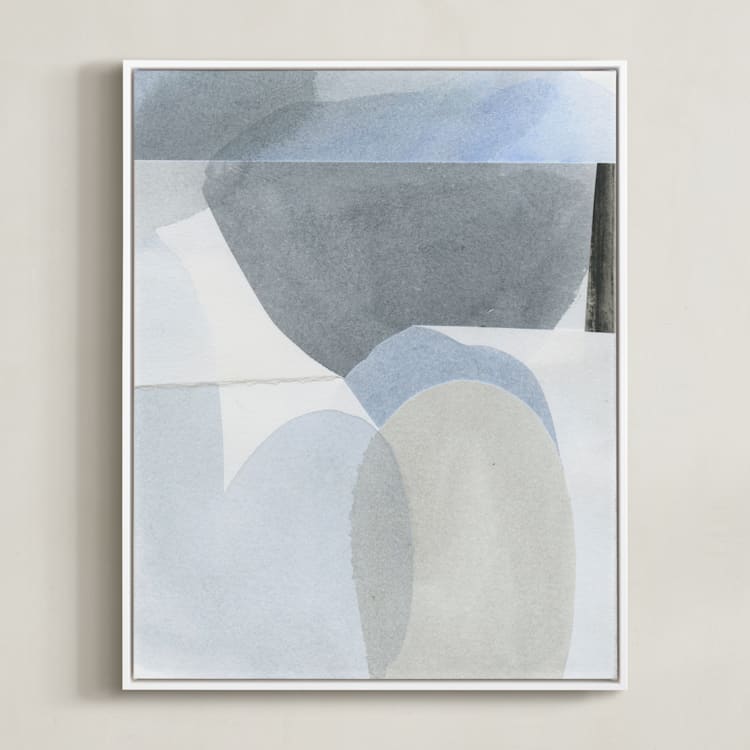 "Construct 3" - Art Print in Soft Blues by Ashleigh Ninos - Framed Canvas