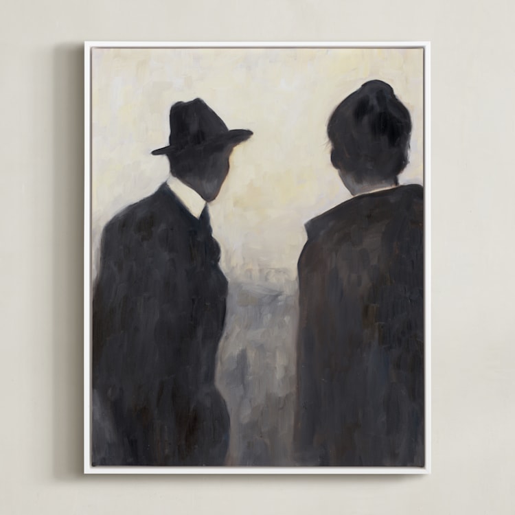 "watching" - Art Print in Charcoal by Kelly Witmer - Framed Canvas