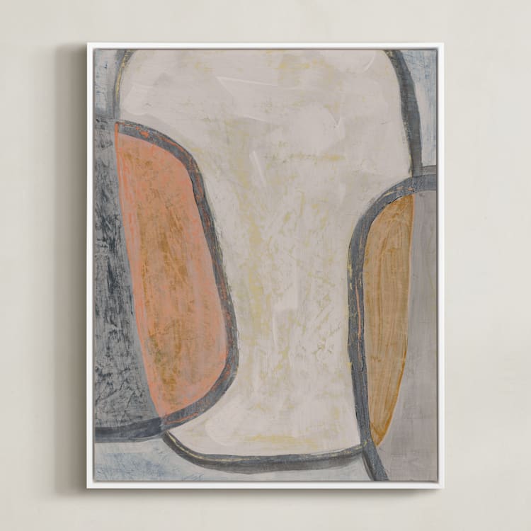 "calm distress" - Art Print in beachy grey by Kate Cawood - Framed Canvas