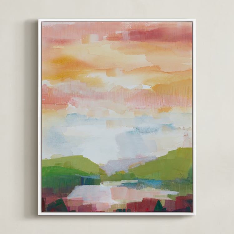 "Leaving Ojai" - Art Print in Vibrant Pink by sue prue - Framed Canvas