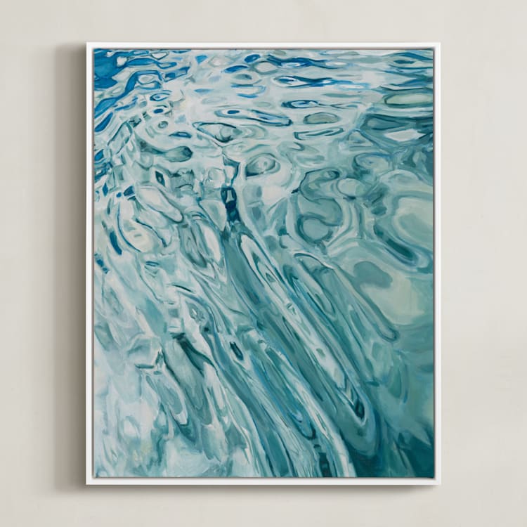 "Slip" - Art Print in Marine Blue by Kelly Johnston - Framed Canvas