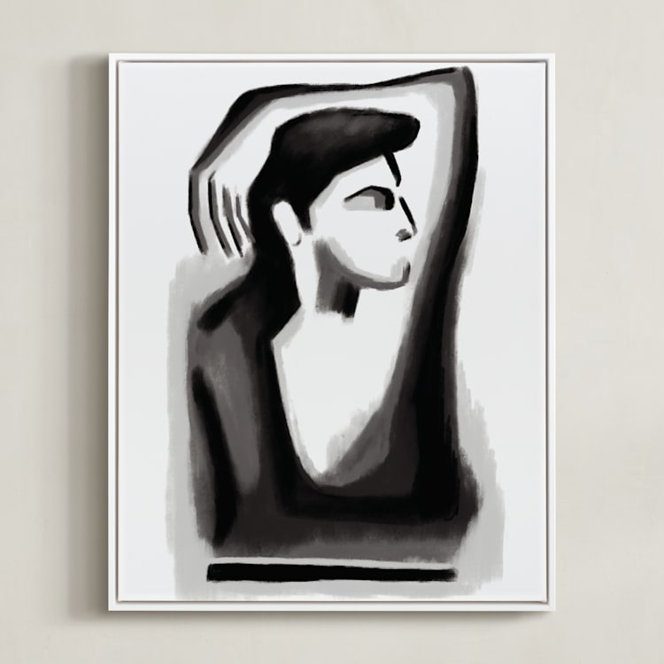 "Contemplation" - Art Print in Midnight by Mansi Verma - Framed Canvas