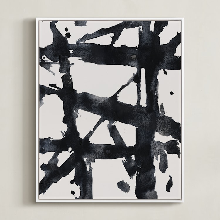 "Ink Bridges" - Art Print in Midnight Black by Afton Harding - Framed Canvas