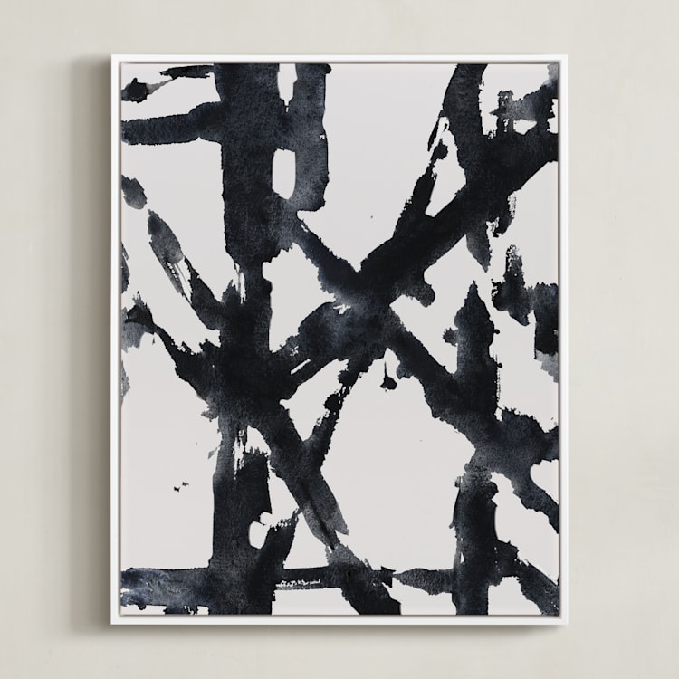 "Ink Bridges 2" - Art Print in Midnight Black by Afton Harding - Framed Canvas