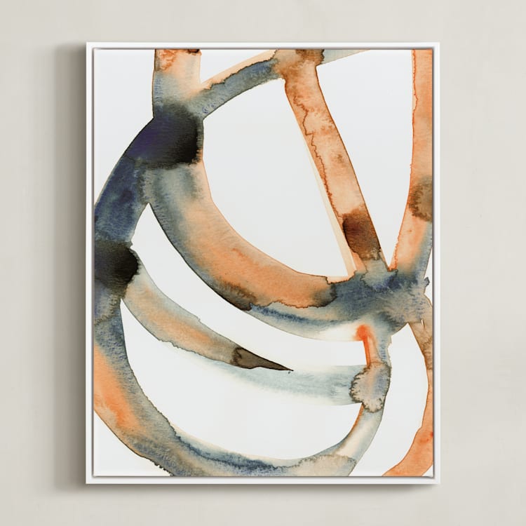 "Silence in the Sand Dunes" - Art Print in Sienna/Indigo by Mary Gaspar - Framed Canvas