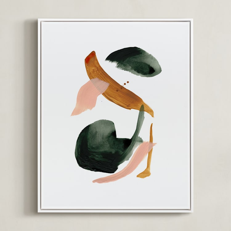 "Calm Forest No.18" - Art Print in Forest Green by Cait Courneya - Framed Canvas