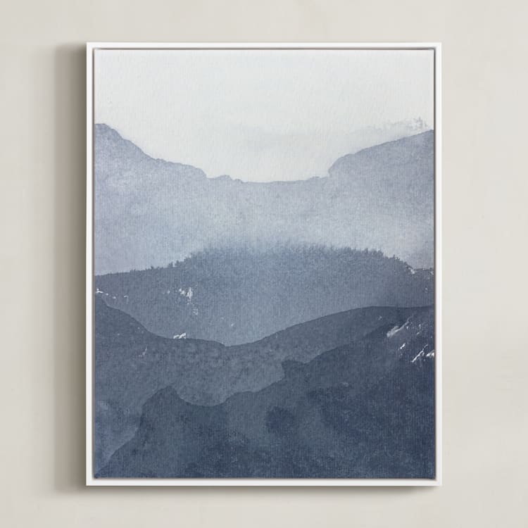 "Sacred Beginning No. 1" - Art Print in Indigo by Julia Contacessi - Framed Canvas