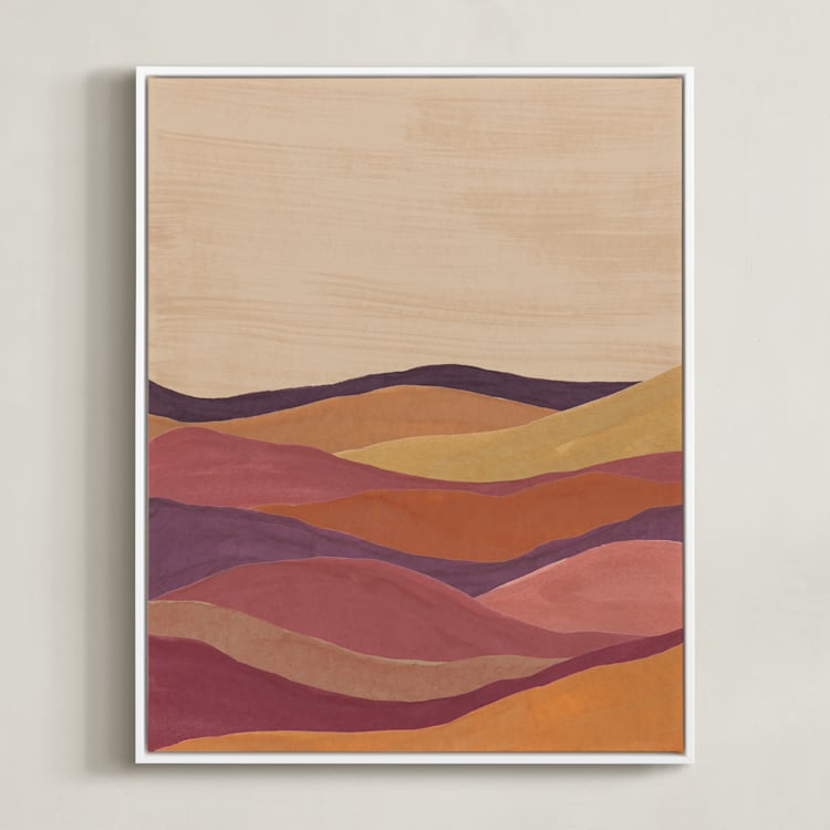 "Desert layers" - Art Print in Rosewood by Annie Shapiro - Framed Canvas
