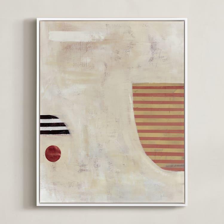 "DROP THE BALL" - Art Print in Cream by Keren Toledano - Framed Canvas