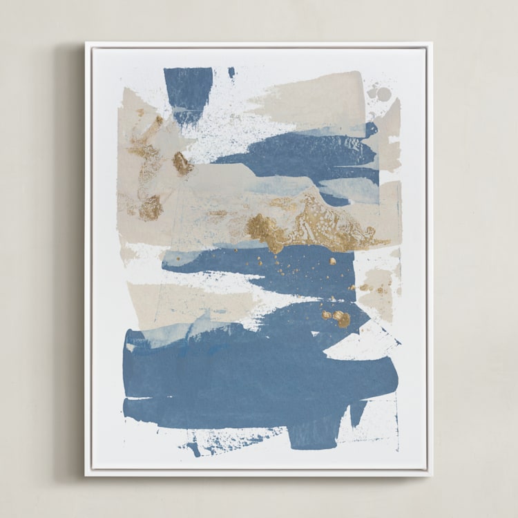"On the Rocks No. 1" - Art Print in Wedgewood Blue by Julia Contacessi - Framed Canvas
