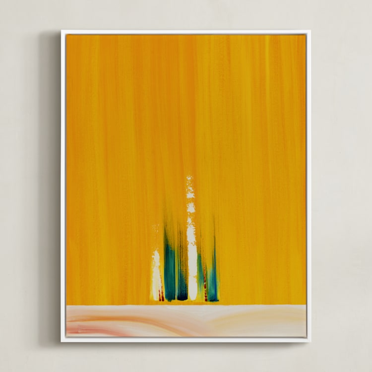 "Emerging" - Art Print in Orange Yellow by Jennifer Spencer - Framed Canvas